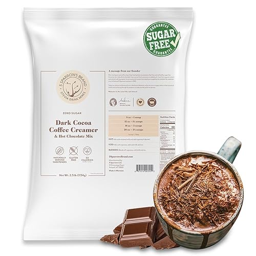 Miniatura 7 de 5 SPARROWS - Crema de café saludable sin azúcar (chocolate blanco) - Endulzada con stevia, cero azúcar, mezcla de bebida saborizada apta para dieta