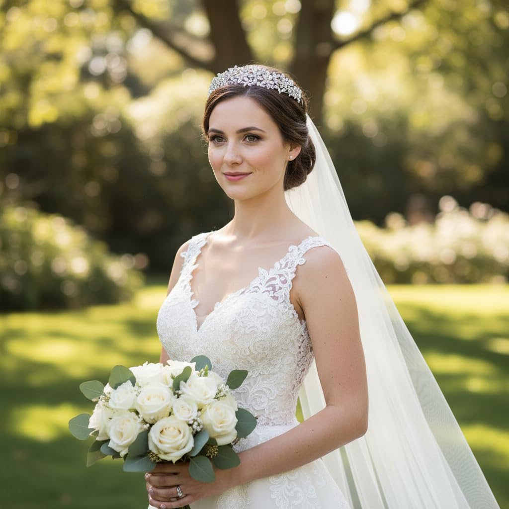 Ever Faith, fascia per capelli da donna in cristallo austriaco, per matrimonio, con fiore