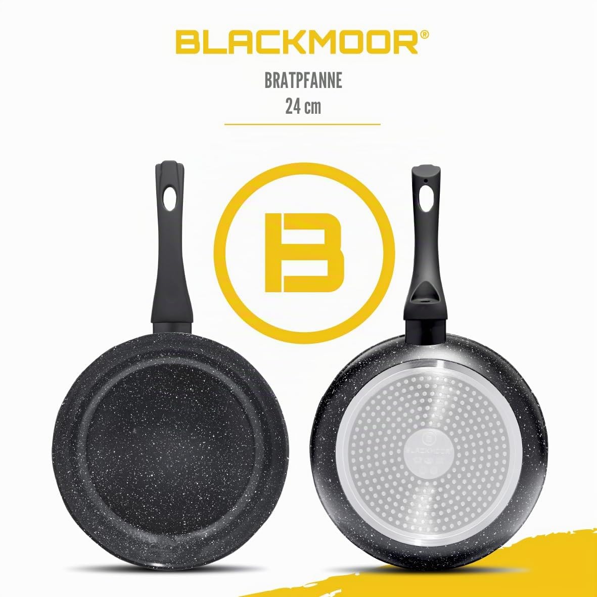 Blackmoor Home Antihaft Bratpfanne 24 cm – Aluminium Pfanne für Induktion, Gas & Elektro, Verstärkter Edelstahlgriff, leichte Handreinigung 67070