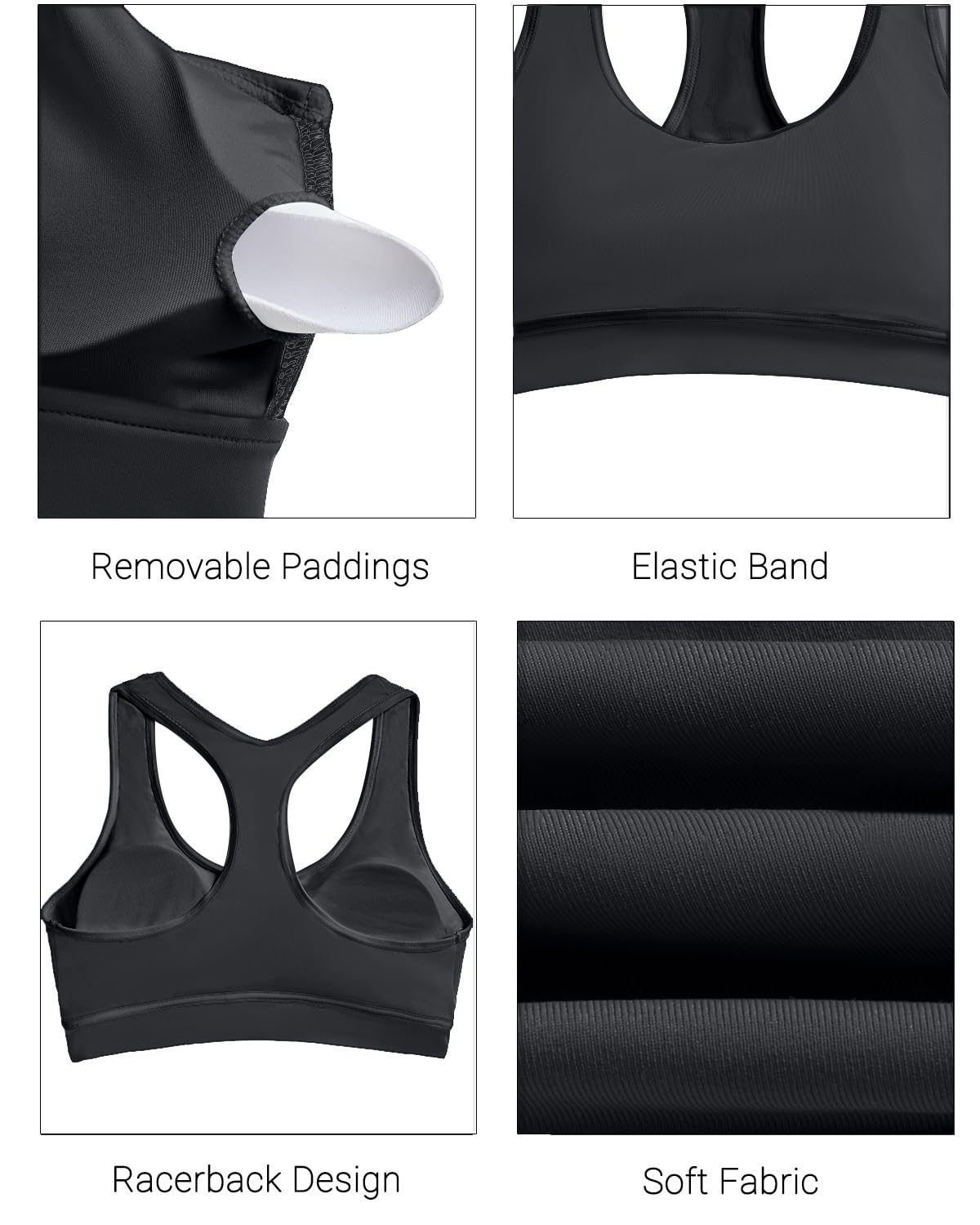 Holipick Reggiseno sportivo da donna, top bikini con schiena incrociata, top da bagno con scollo rotondo, top corto imbottito, modesto, solo crop top da bagno