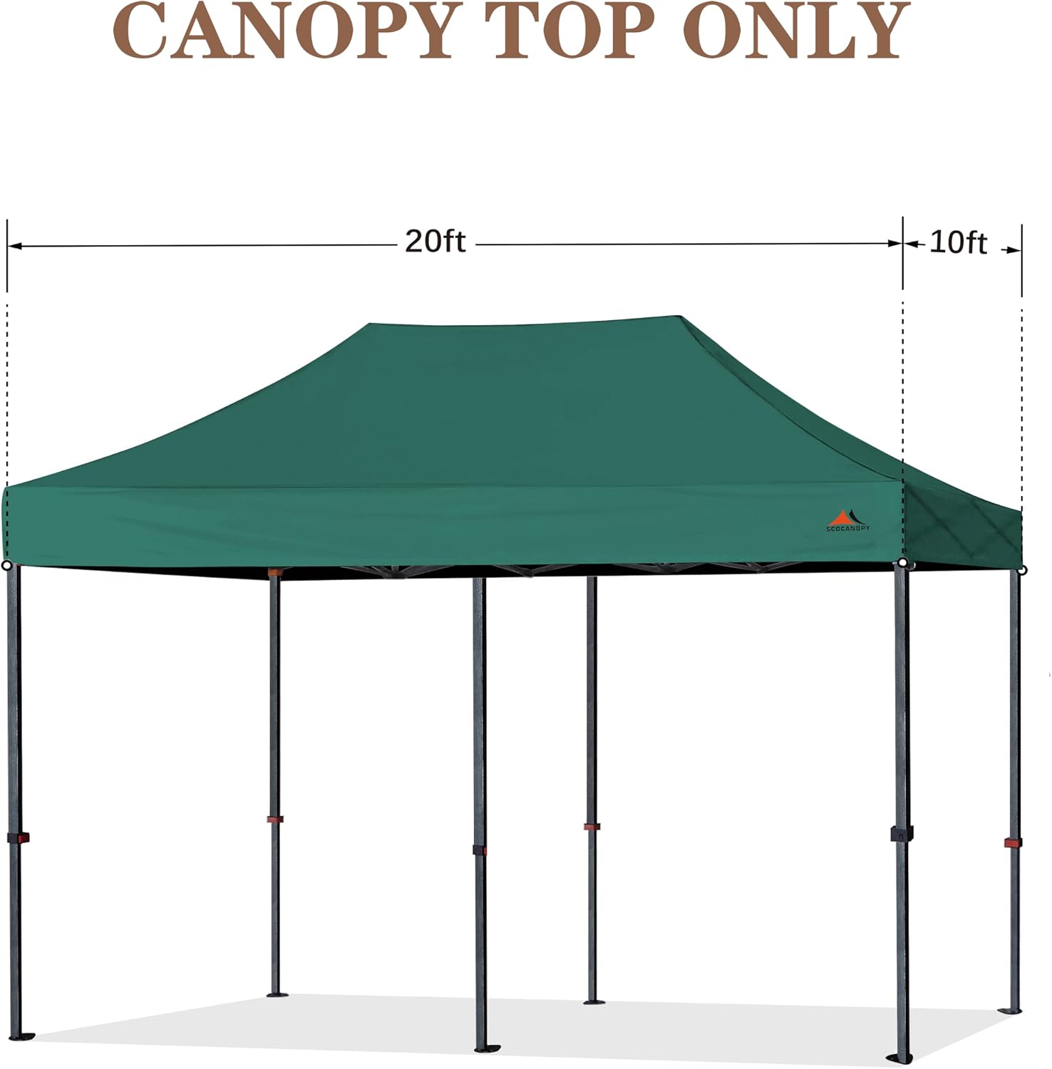 SCOCANOPY Commercial 10x20 Canopy Replacement Canopy Top,Canopy Cover ONLY,Bonus 4 Pack Weight Bag (Forest Green)