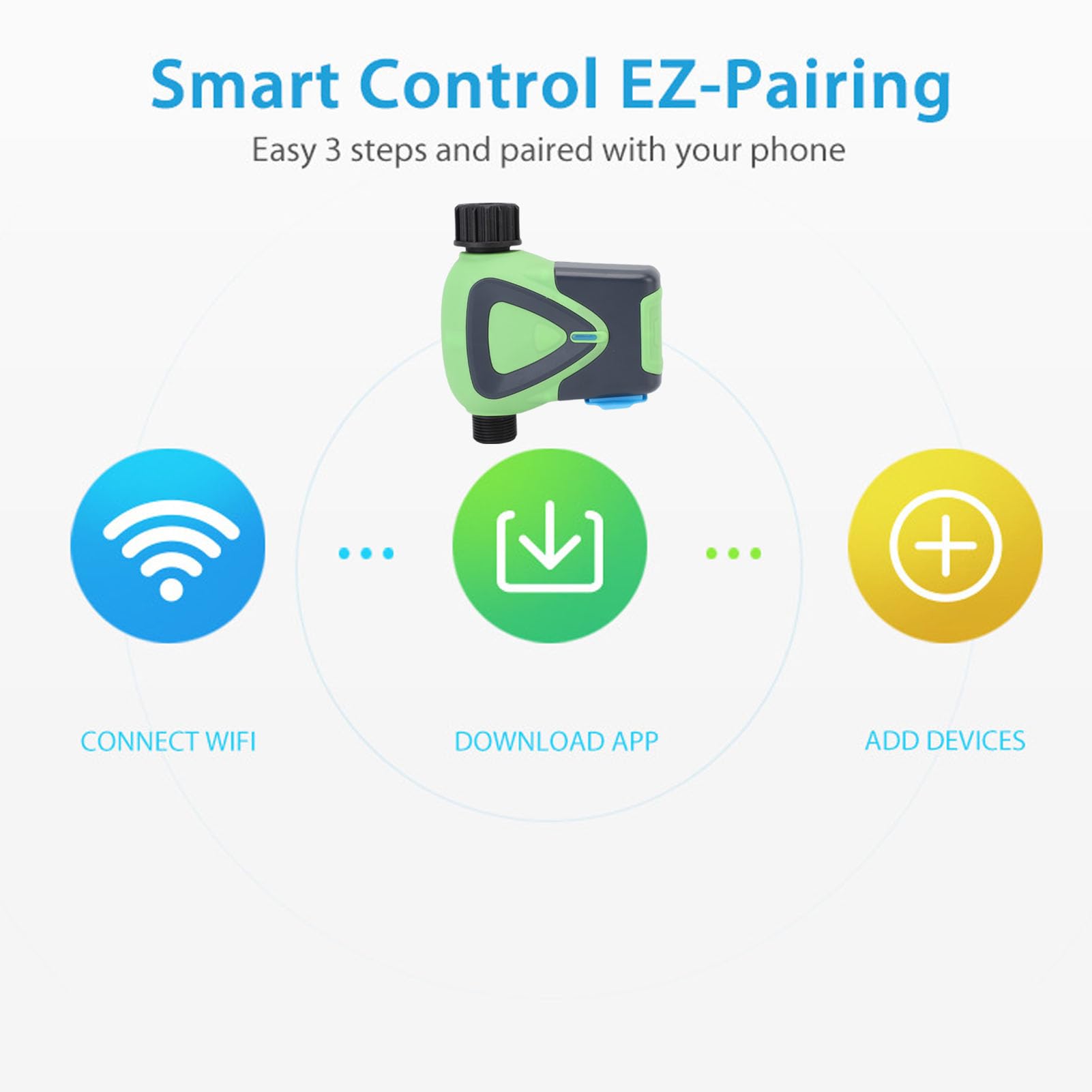 Timer per Irrigazione WiFi, Controller per Irrigatore Intelligente da Giardino Timer Programmabile per Tubo da Esterno con Filtro in Acciaio Inossidabile e Controllo Vocale per