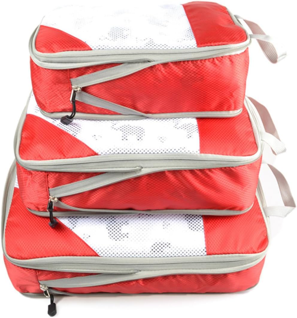 3pcs Waterproof Travel Storage Bags Cloth Organizer Pouch Set Red