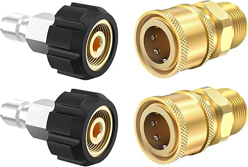 Twinkle Star Accesorios de conexión rápida para lavadora a presión, kit de conexión rápida M22 de 0.551 in a 38 pulgadas, 4 piezas