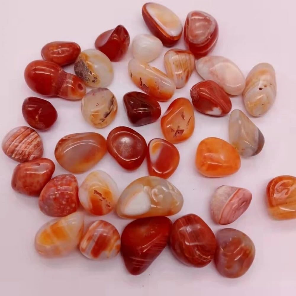 QINGQI Pietra Naturale Decorazione Minerale for Acquario Domestico in Cristal di Agata Rossa, Ghiaia smerigliata Lucida Naturale(480-500g)