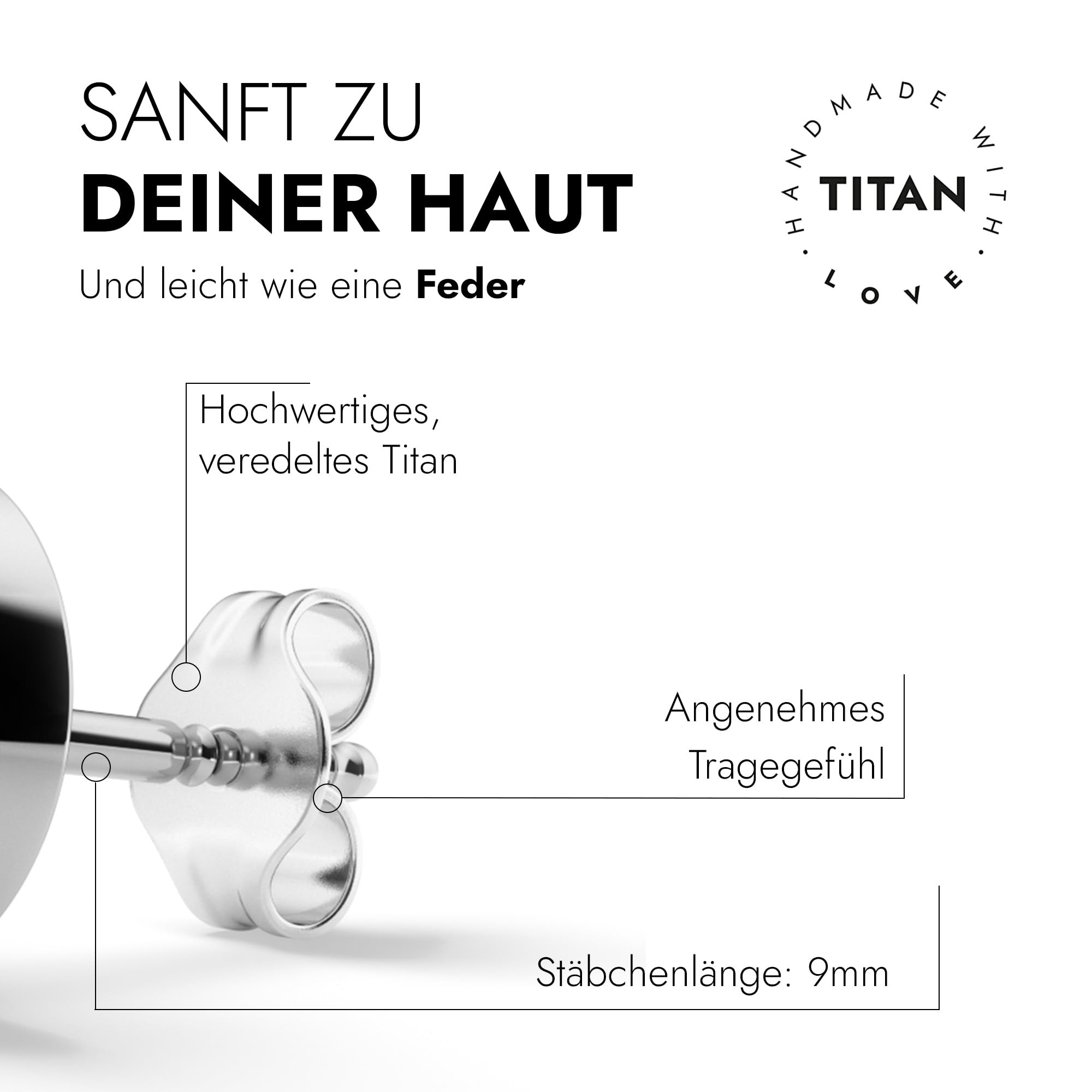 TIABELLE – Ohrstecker LUNA aus Titan mit funkelnden Swarovski® Zirconias – Ohrringe für Damen – allergenfrei & hautverträglich – Handmade in Germany (7,6mm ø)