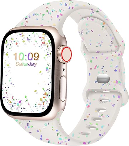 Miniatura 32 de Paquete de correas deportivas compatibles con Apple Watch de 38, 40, 41, 42, 44, 45 y 49 mm, unisex, correa de silicona suave de accesorio para