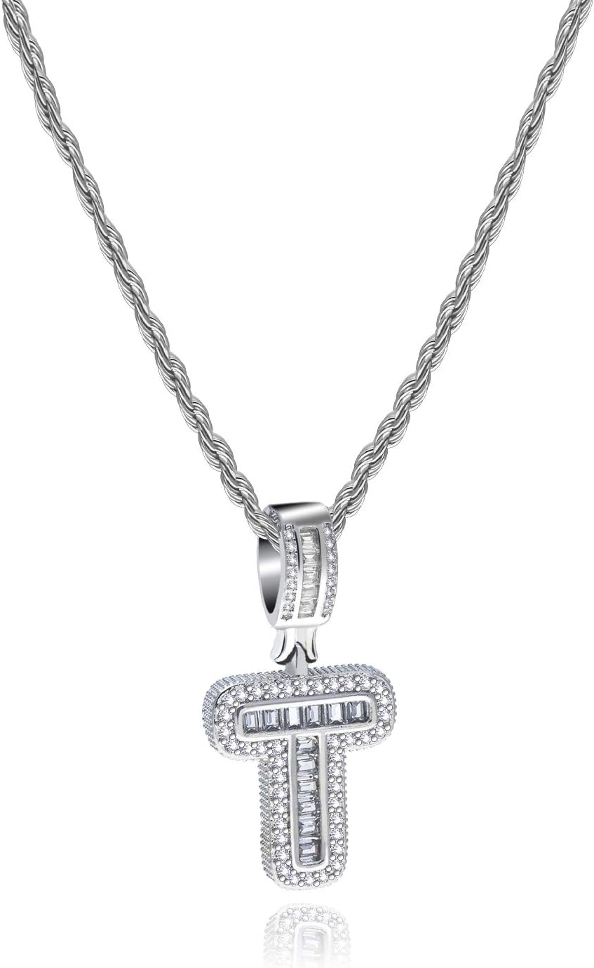 MiniJewelry A to Z Initial Letter Necklace for Women Alphabet Name Necklace Personalized Gift 20 inch Cubic Zirconia