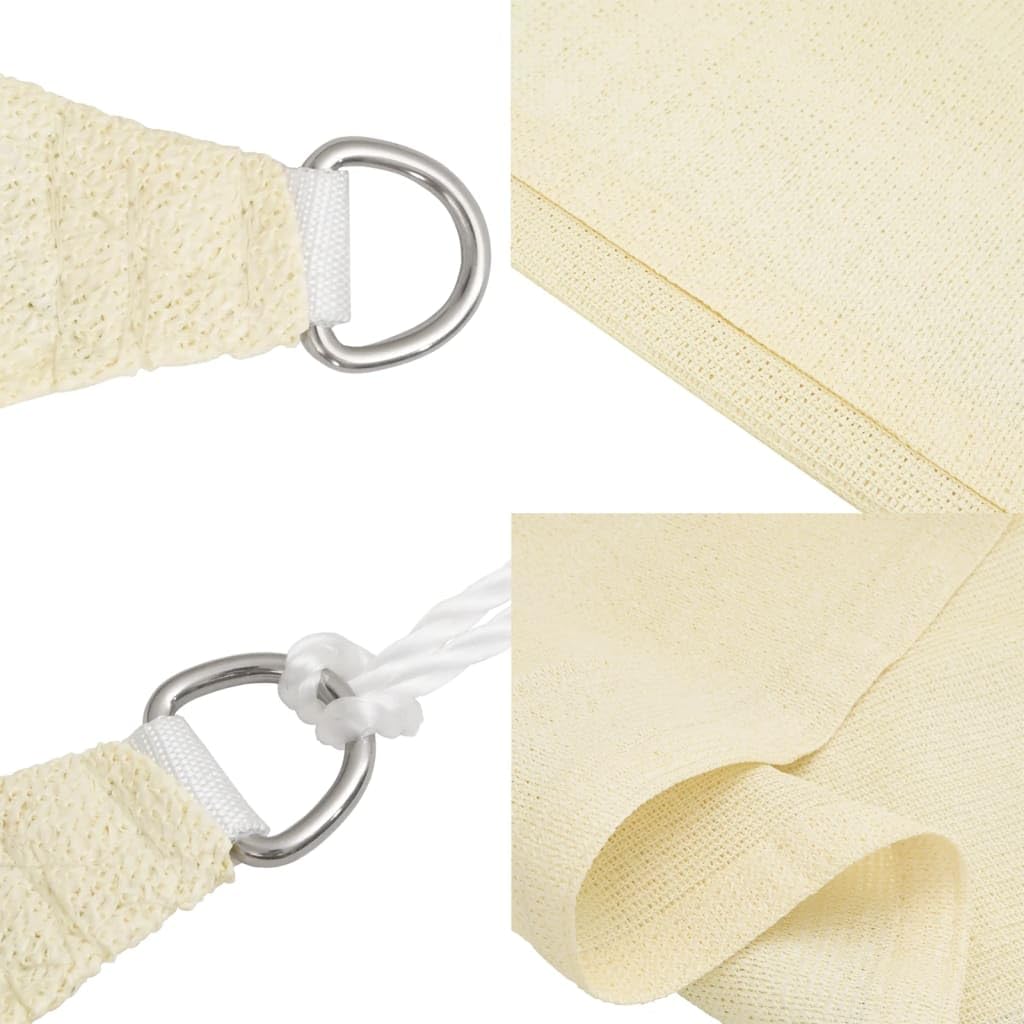 15x15 ft Cream Square HDPE Sun Shade Sail | Breathable fabric allows wind and water to pass through, includes 4 ropes for easy setup in gardens and patios.