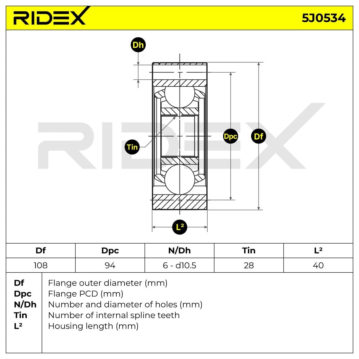 RIDEX 5J0534 Gelenksatz Antriebswelle Achswelle getriebeseitig Kompatibel mit PORSCHE 911 E158305080010
