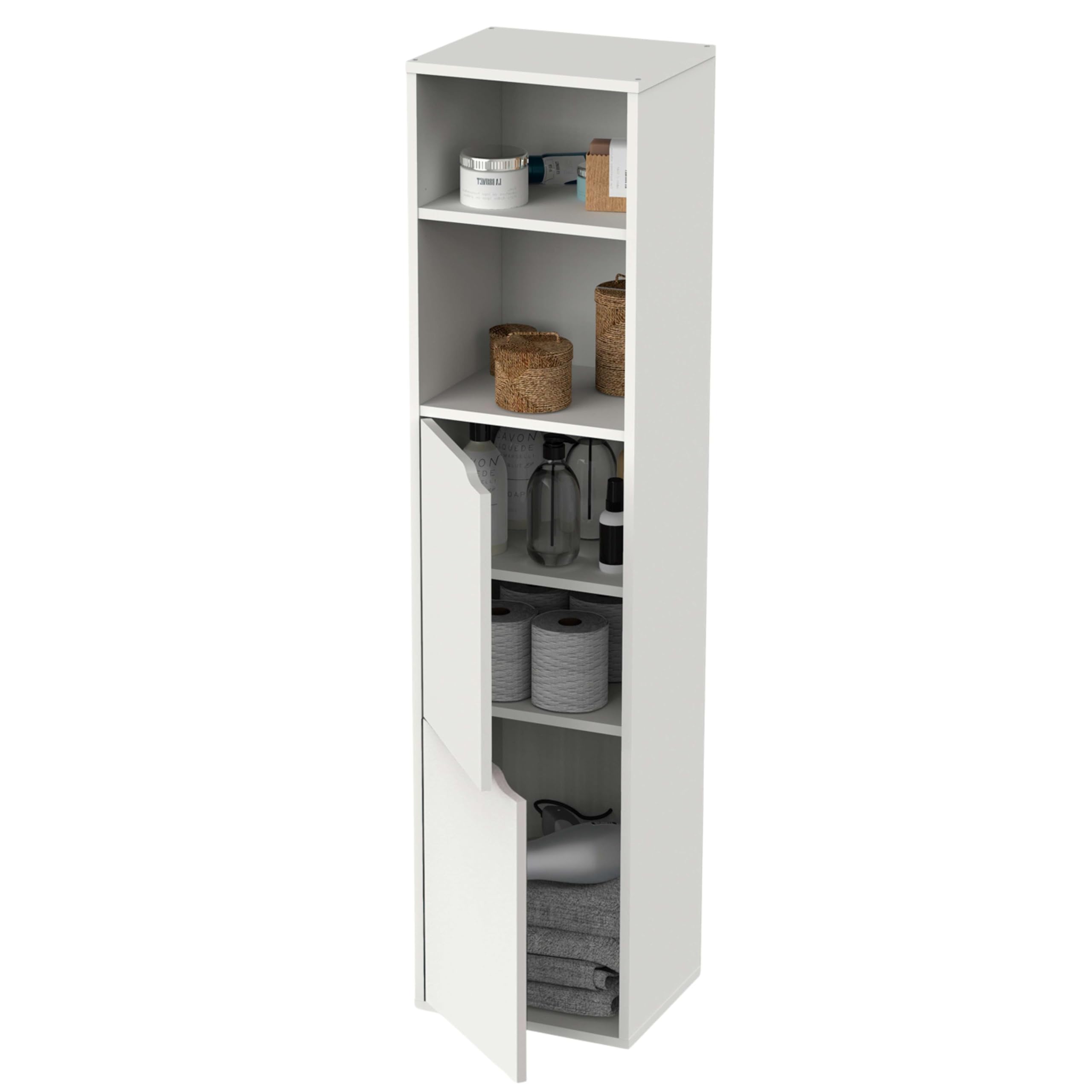 Miroytengo Columna para Baño Suspendida Nadia Color Roble Gold o Blanco 2 Cajones 2 Armarios 150x37x30 cm
