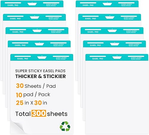 OLenyer Almohadilla de caballete súper pegajosa, 25 x 30 pulgadas, papel autoadhesivo grande para suministros de oficina, escuela, aula, 30