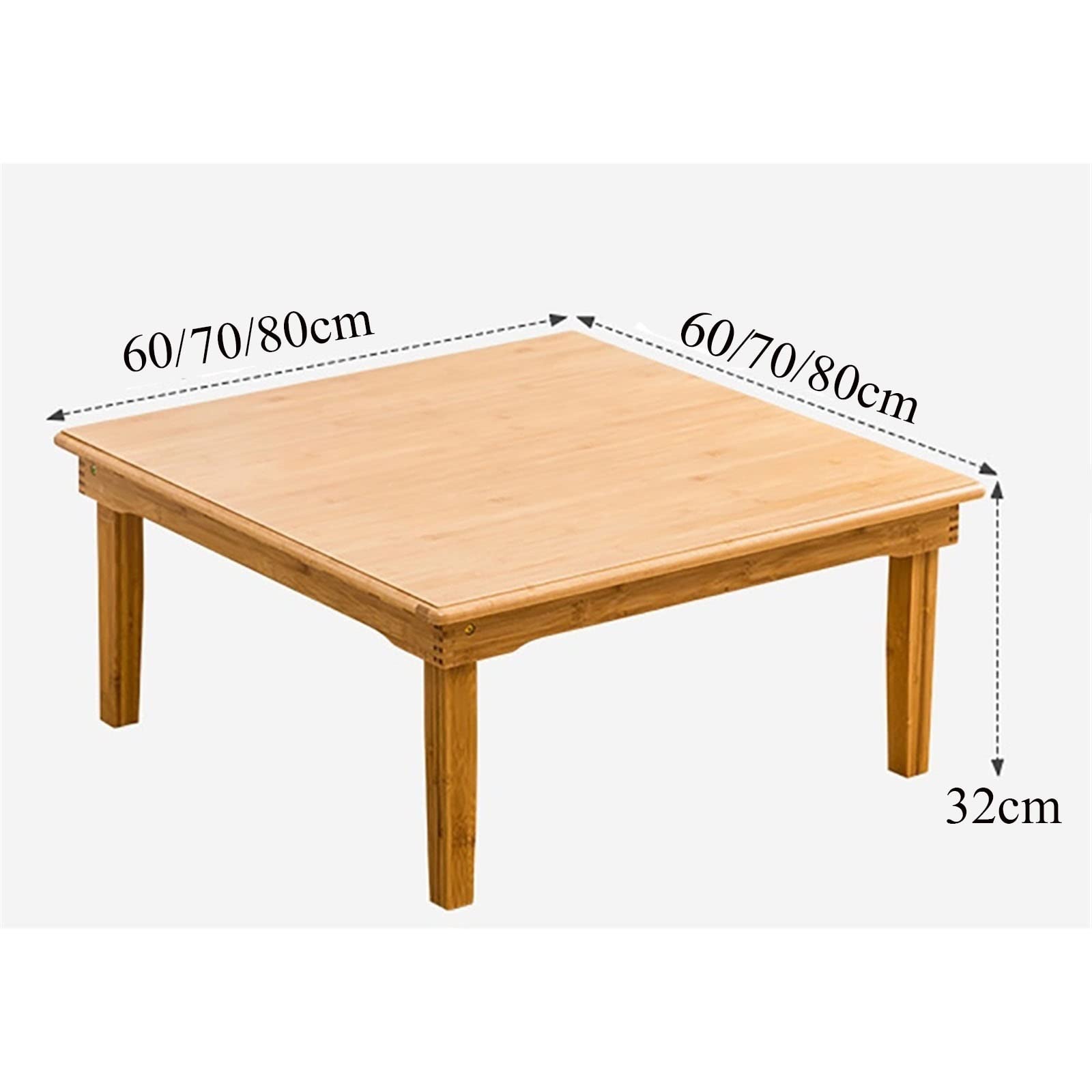 Klapptisch, Koreanisch/Teestubetisch/Kang Tisch/niedriger Holztisch, handbemalter quadratischer Tisch mit Erkerfenster (60 cm)