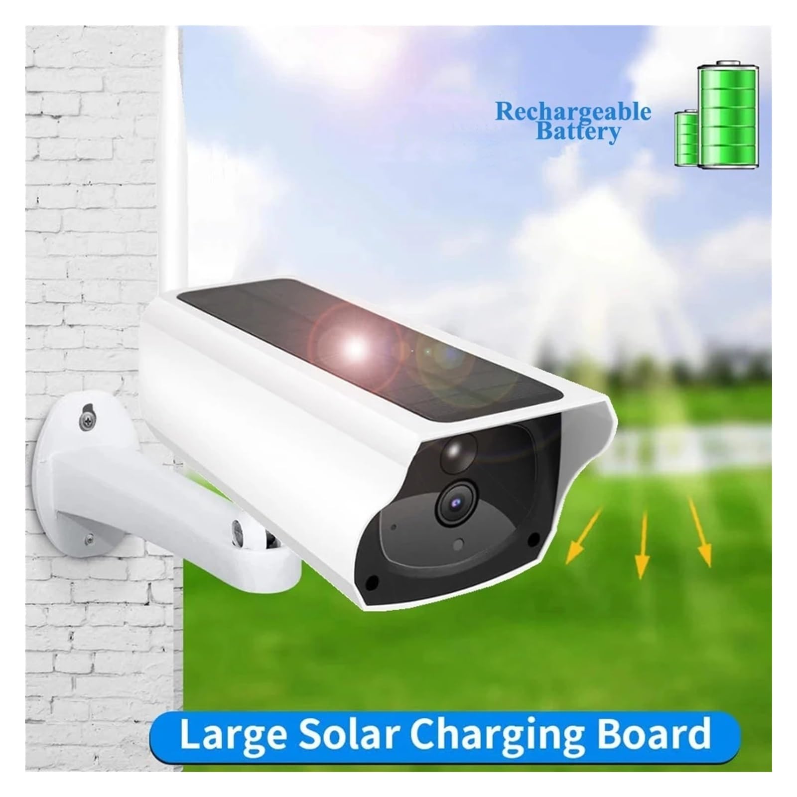 Kamery bezpieczeństwa, 2MP zasilana energią słoneczną kamera IP Alarm PIR wykrywanie ruchu Dwukierunkowy panel bezpieczeństwa audio do użytku na zewnątrz(2MP Cam Battery 64G)