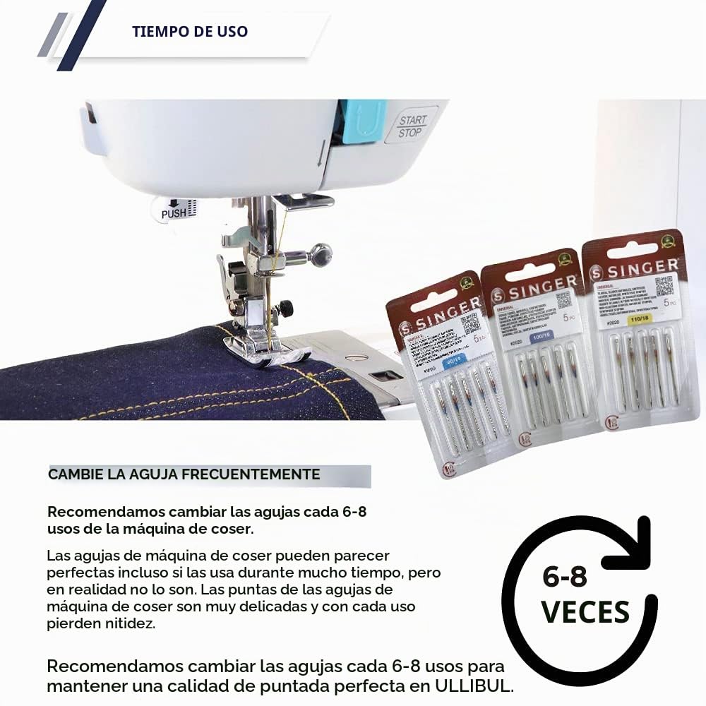 Singer Pack de 5 Paquetes de Agujas para Máquinas de Coser de Punto, Elásticos, Stretch Universales 130/705 H-S 2045 Grosor 70, 80, 90, 100 y 110