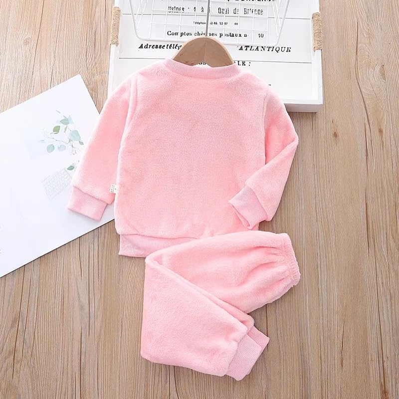 Image of Bold N Elegant Kids Dinosaur Thick Warm Fleece Fur T-Shirt Sweatshirt Joggers Pant Winter Coord Set for Baby Boy Girl