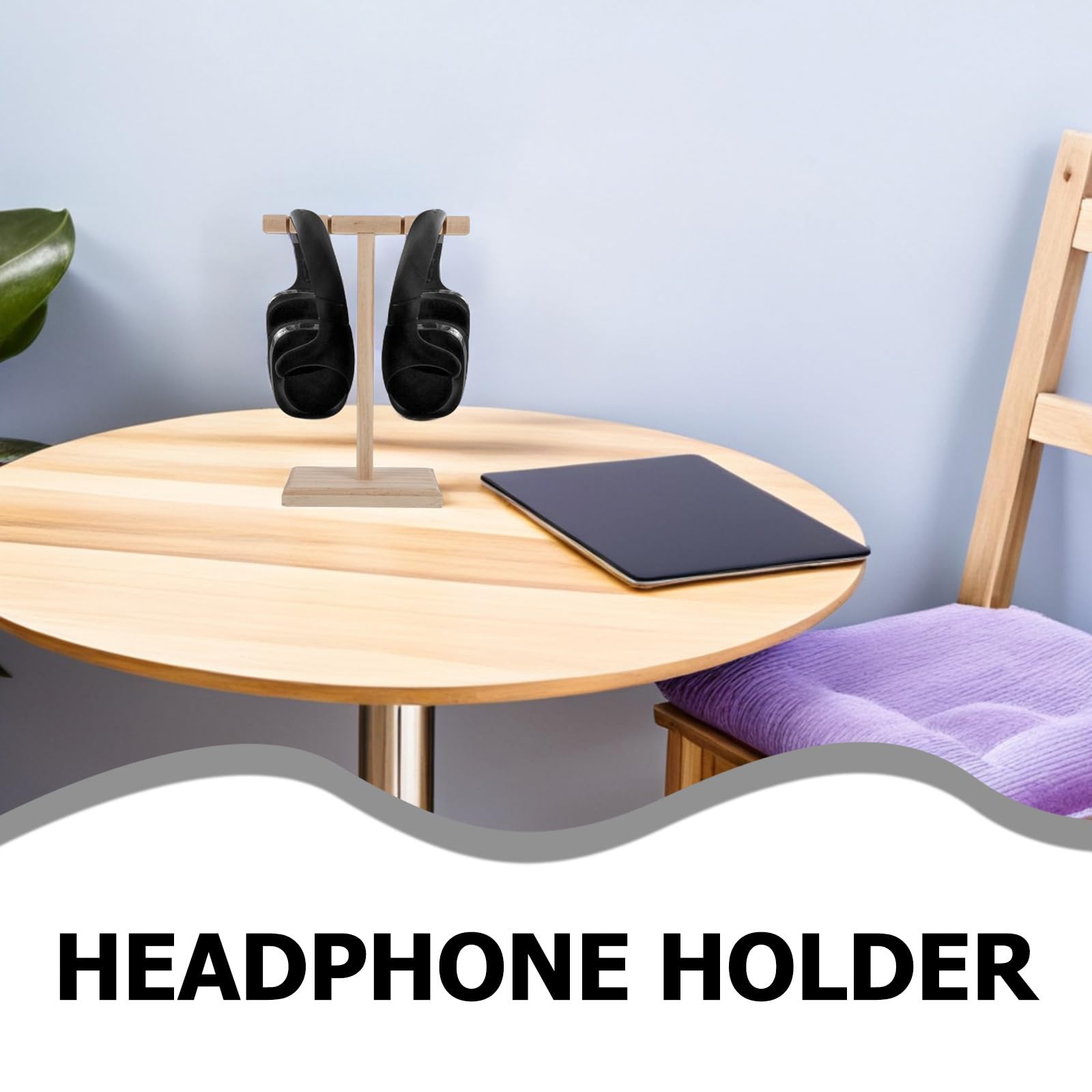 Soporte para Auriculares de Madera Maciza Beige Almacenamiento Versátil y Diseño Elegante para Escritorio y Oficina