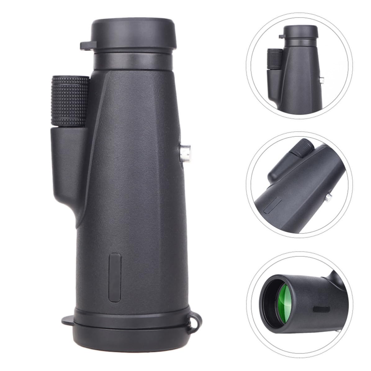 Telescopio Monoculare 12x50 in Metallo Nero Clip per Smartphone, Immagini ad Alta Risoluzione e Colori Accurati, per Avventure All'aperto, per Cellulare