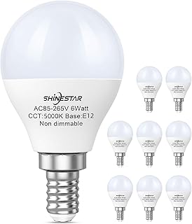 Best SHINESTAR 8-Pack Ceiling Fan Light Bulbs 120V 60W, 5000K Daylight E12 Candelabra LED Light Bulbs Small Base, A15 Shape Round Bulb, Non-dimmable Review 