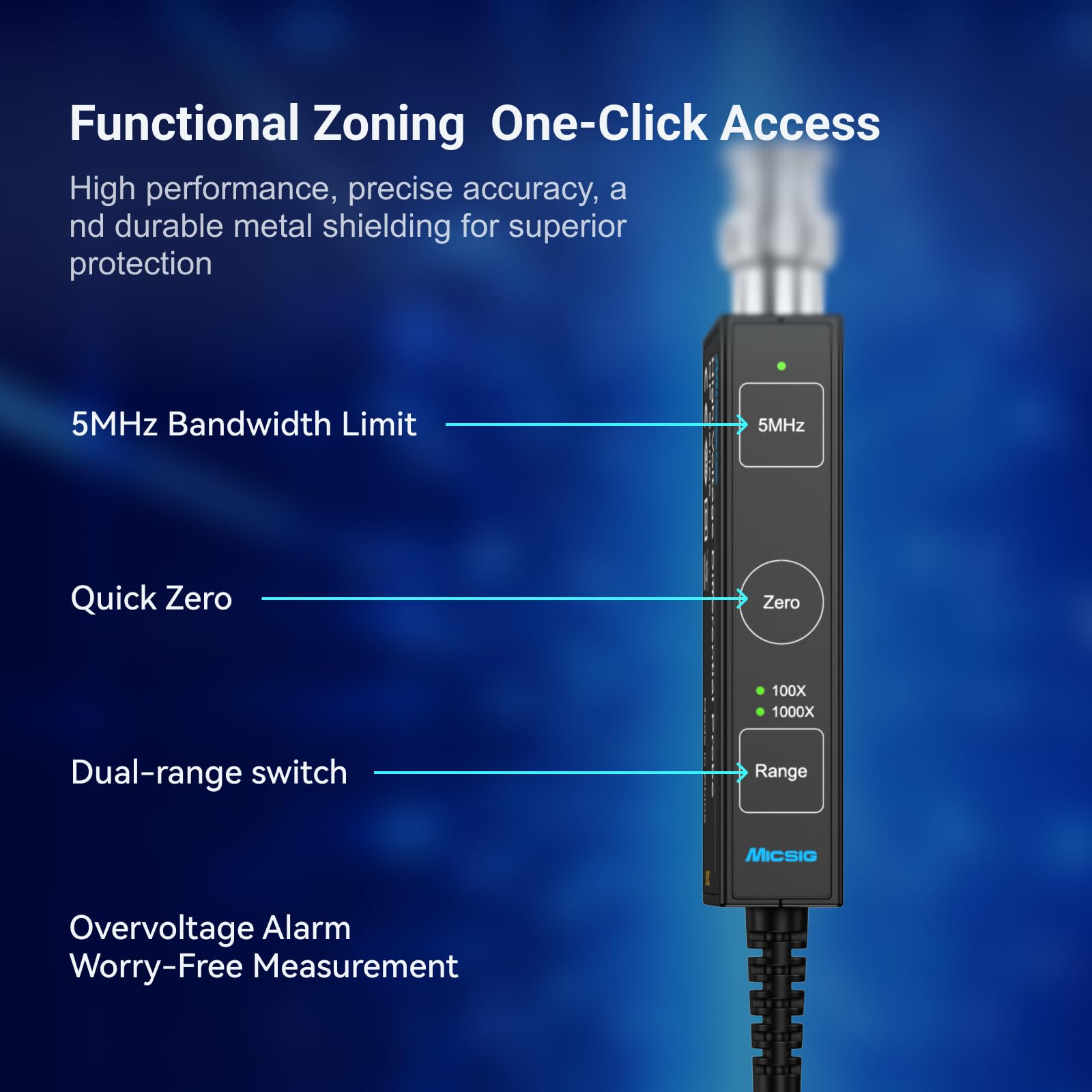 Micsig High Voltage Differential Probe DP Series oscilloscopes Probe 100Mhz/150Mhz/200Mhz oscilloscopes Probe DP1500/DP700/DP3000/DP7000/DP701/DP1501/DP3001/DP702/DP1502/DP3002(DP700 100Mhz)