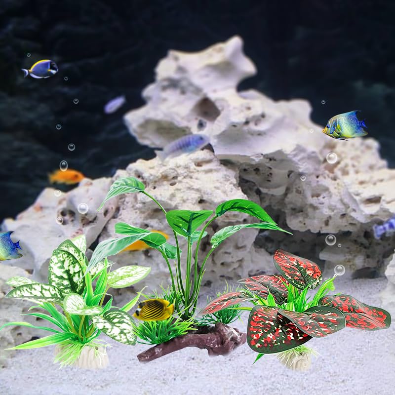 Image of 3PCS Reptile Artificial PlantsTerrarium Plants Aquarium Plants Decorations for Amphibian Habitat Decor