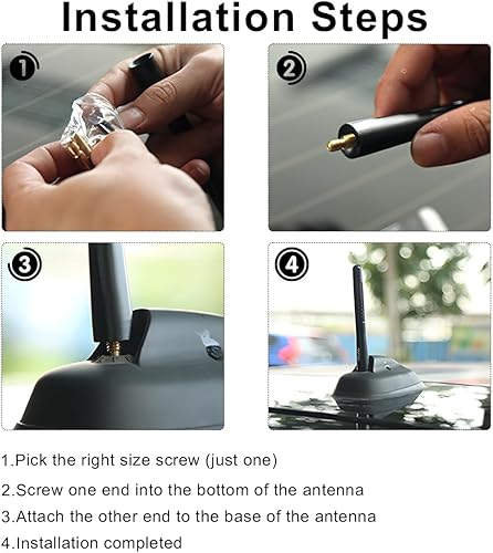 Miniatura 6 de Antena corta para automóvil, antena receptora de señal de radio estéreo de fibra de carbono de aleación de aluminio de 4.72 pulgadas, repuesto