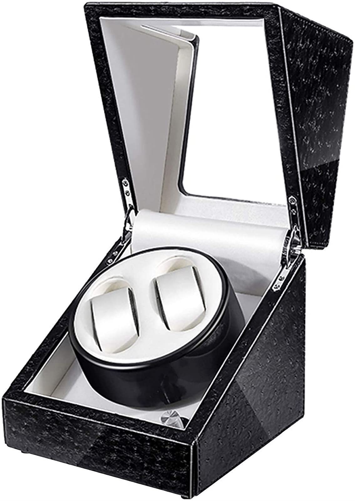 WMYYZYQ Double Watch Winder with Light, Watch Shaker for Automatic Watches, Watch Rotator Box for Ladies and Men's Wrist, Extremely Silent Motor, Brown,White