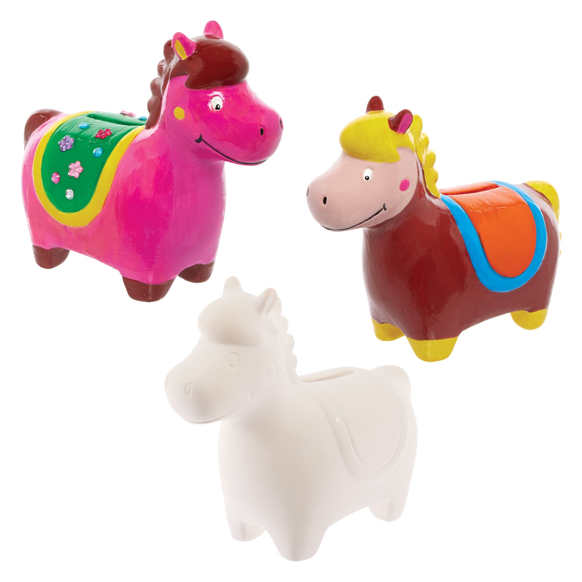 Baker Ross FX697 Horse Ceramic Coin Banks - Box of 2, Ceramic Painting Craft Kits for Kits