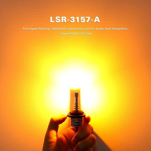 Miniatura 2 de SIR IUS LED LSR 3157 3157A - Bombilla LED antihiperintermitente con resistencia adjunta para luz de señal de giro, color ámbar, naranja, cuerpo de
