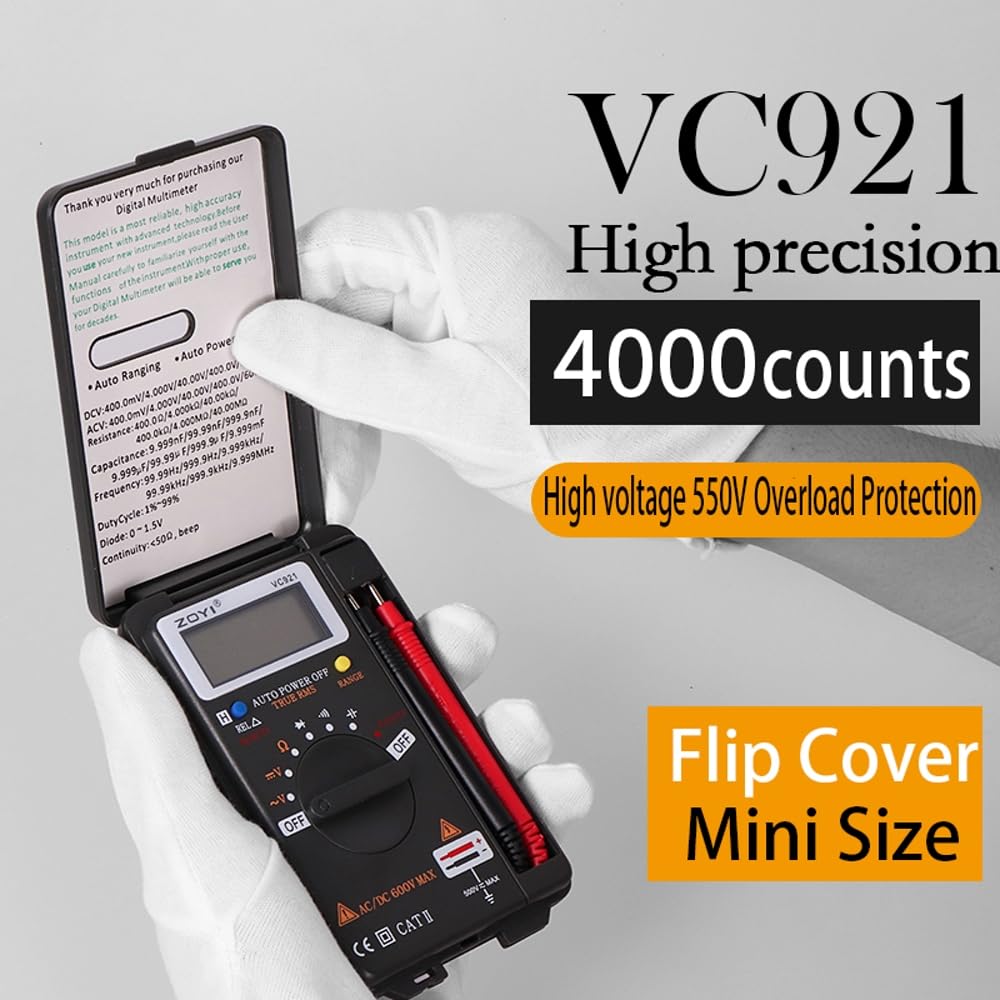 ZOYI VC921 Digital Multimeter 4000 Count, True RMS Mini Multi Voltage Tester for AC/DC, Current, Resistance, Capacitance - Image 4