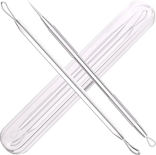 Paquete de 2 herramientas extractoras de espinillas, herramientas para quitar puntos negros, extractor de espinillas, kit de herramientas para