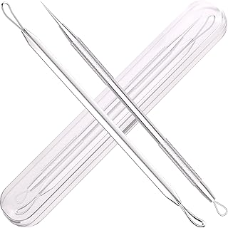Azosowo 2-Pack Blackhead Remover Tools, Pimple Popper Tool Kit, Pimple Extractor Tools, Blackhead Extractor for Zit, Comedone, Acne, Whitehead - with Case