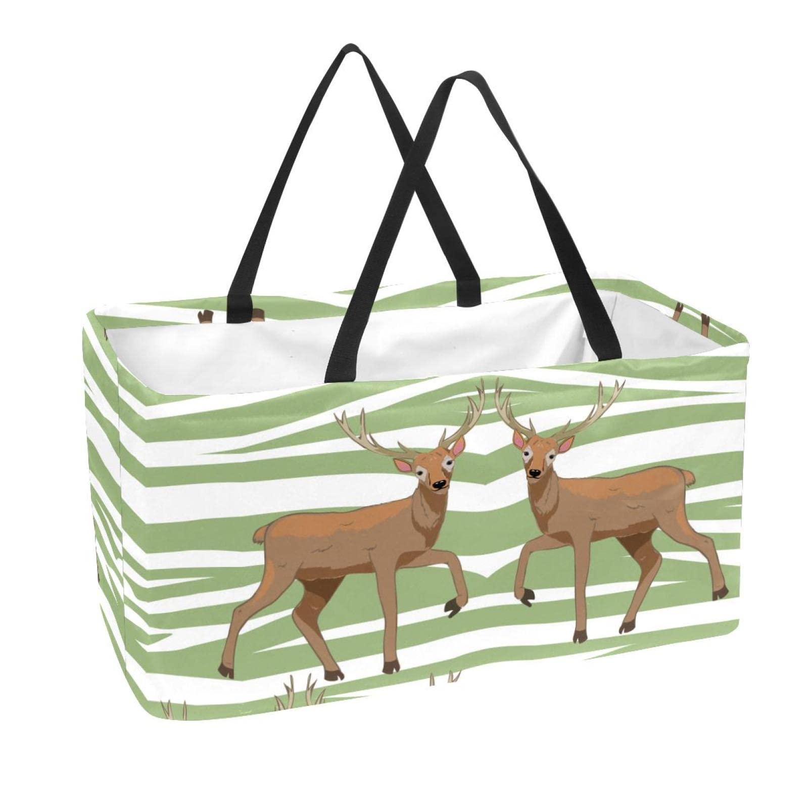 Sac de courses motif cerf pliable pour éviter les sacs jetables fragiles