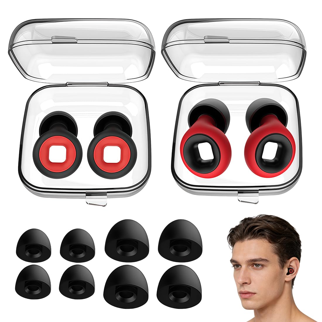 Tappi per Orecchie per Motociclisti, 2 Paia, Protezione dal Rumore del Vento, Tappi in Silicone Riutilizzabili per Concerti e Sonno