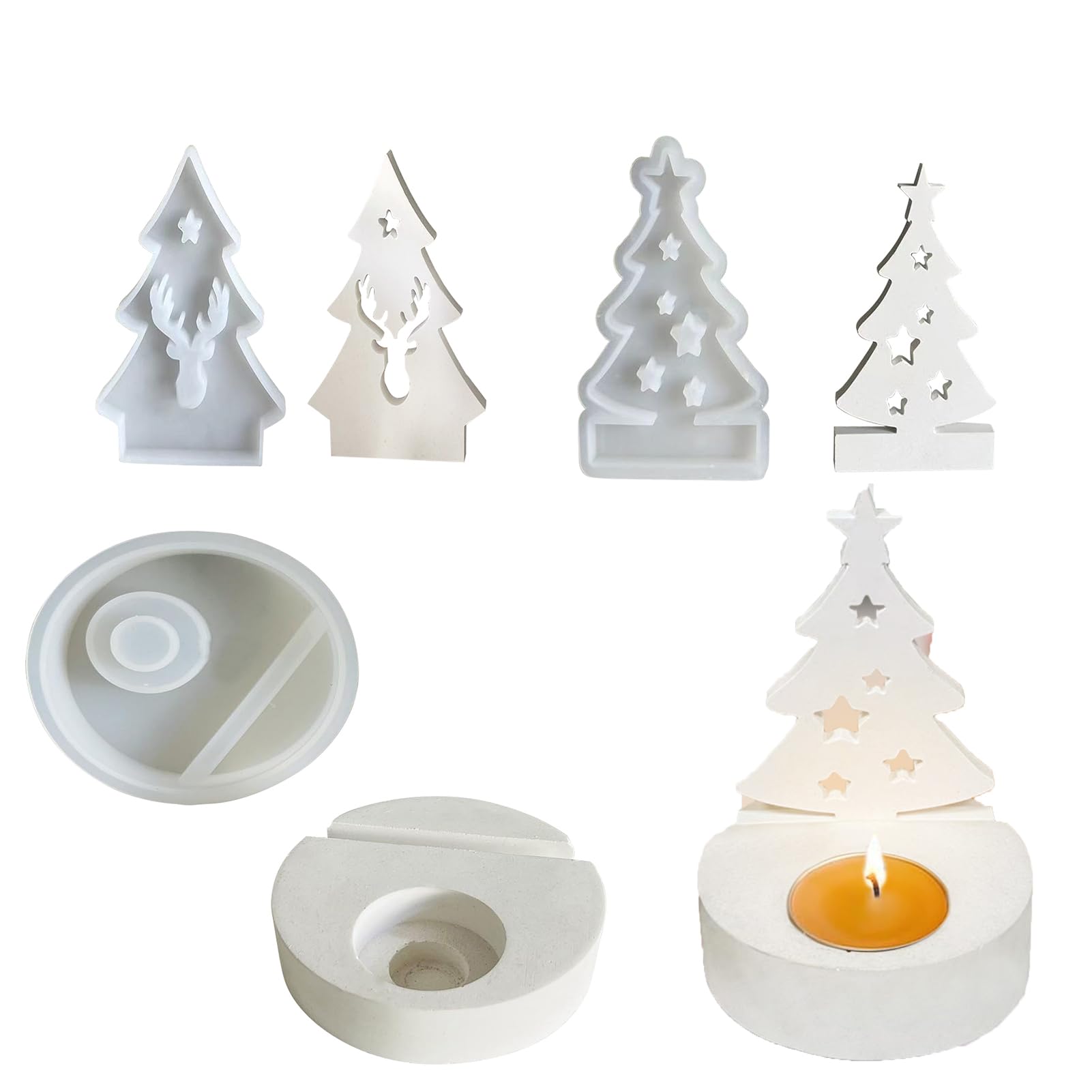 Lot De 4 Moules En Silicone FORMVERSITY – Pour Bougies, Savon, Résine, Plâtre, Décoration Noël, DIY