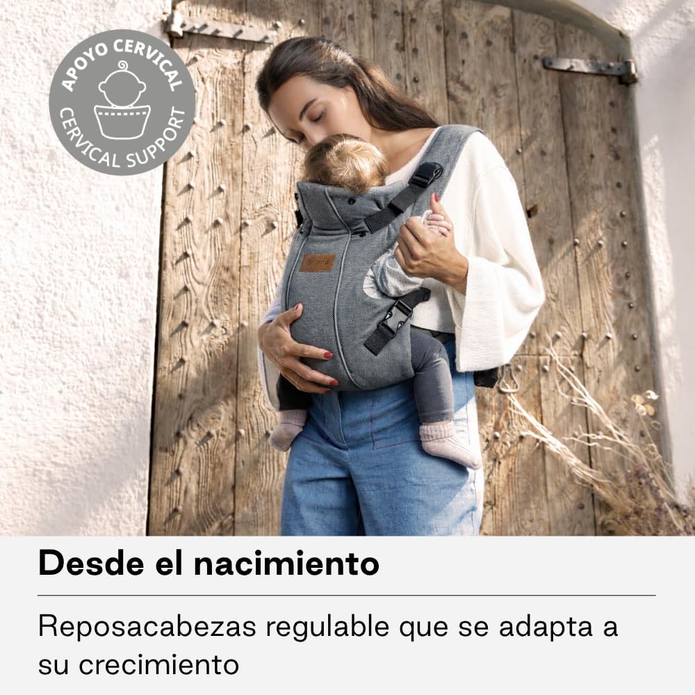 Full view of the Jané Dual Ergonomic Baby Carrier, showing all components.