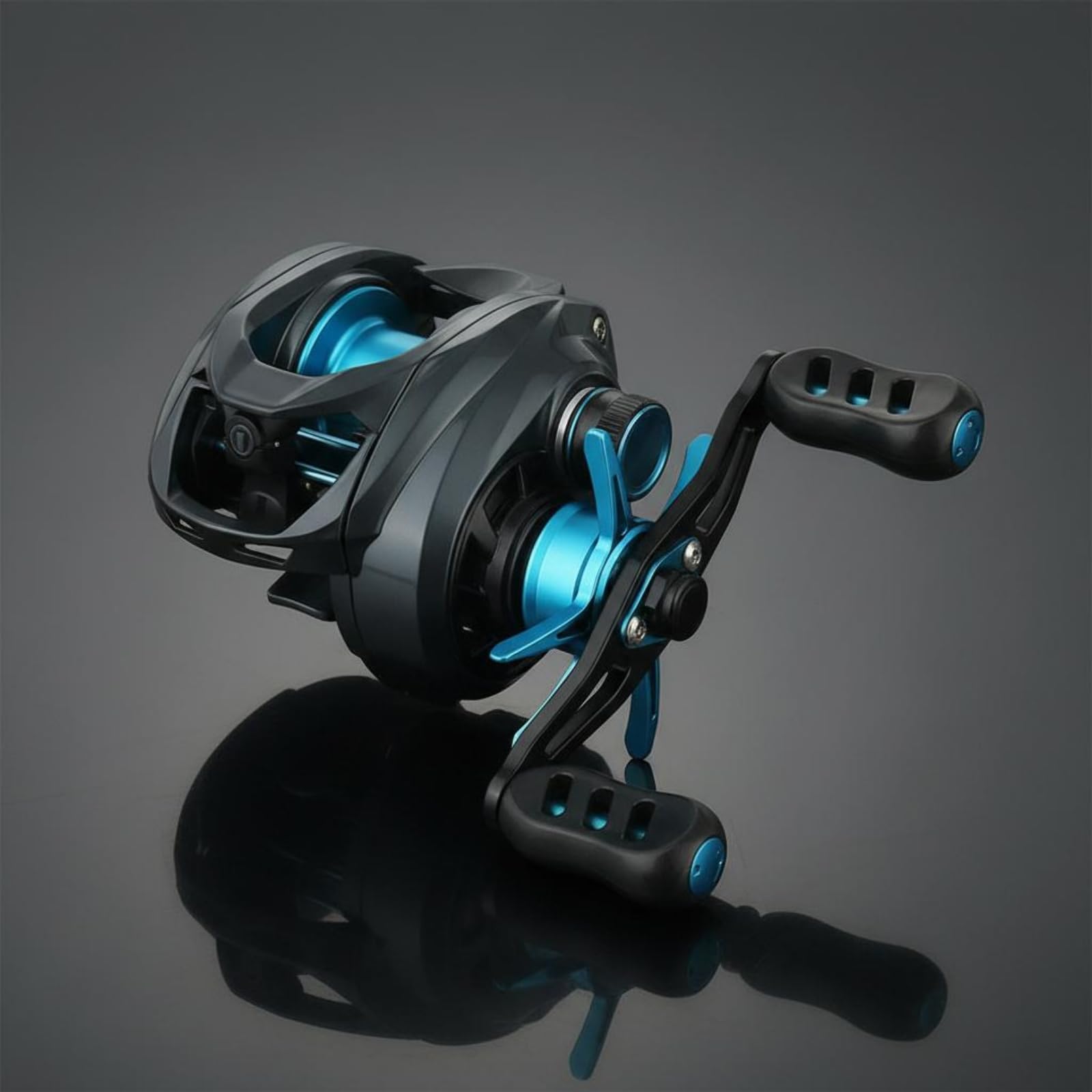Carrete de Pesca Carrete Bobina Mango Freno con Control Lateral de Ajuste Forma Redondeada Estilizada Estructura Ligera y Estable Diseño Cómodo para