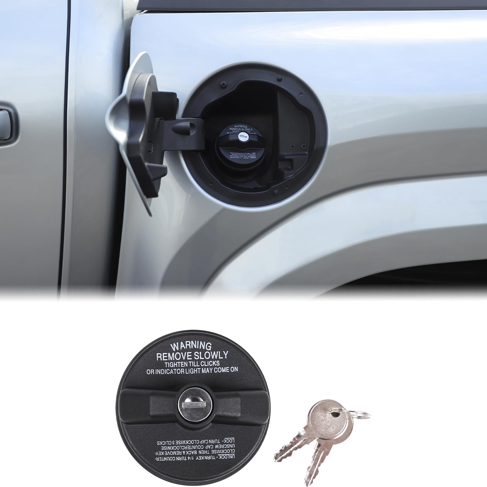 Aunginsy Car Fuel Tank Cap Replacement Anti-theft Lock Cap Compatible with Toyota Tacoma 2024 2025 2026, Pickup Door Fuel Filler Cover W/Lock Gas Cap Trim Cover Protector with Lock/Key Accessories