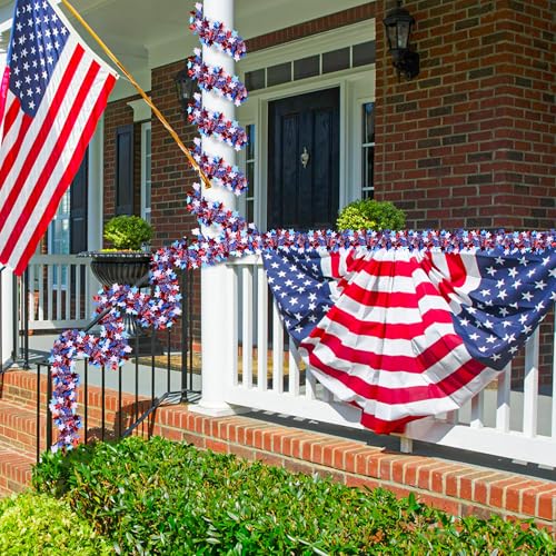 Image of 50 Feet Patriotic Tinsel Garland 4th of July Decorations, Red White and Blue Tinsel Garlands Metallic Glitter Garland for Fourth July Independence Day Memorial Day Outdoor Indoor Decor