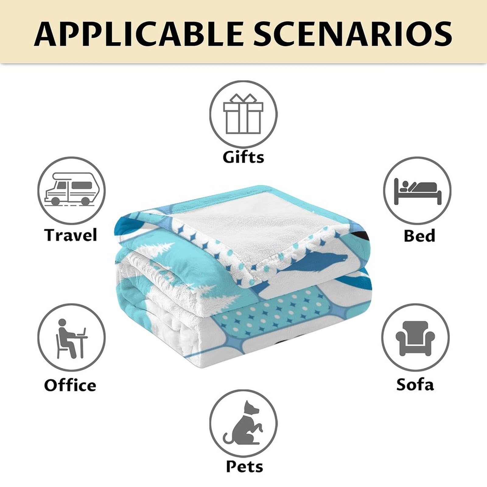 EMYXPAQM Couverture En Flanelle Motif Hibou Plaid Canapé Chouette Noir