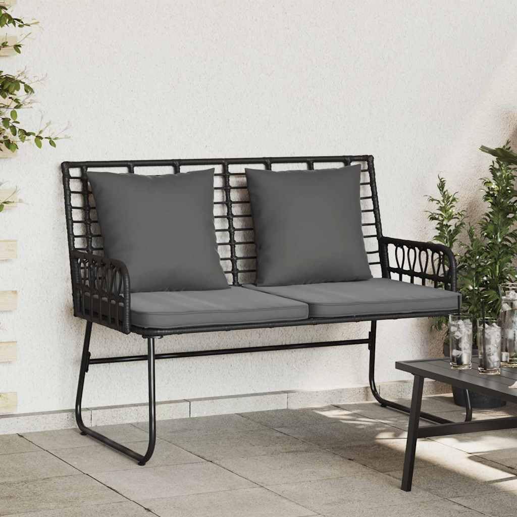 Hothingwell Ławka ogrodowa czarna i antracytowa poli rattan