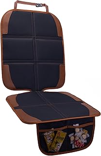 Car Seat Protector for Child Car Seat 1 Pack Car Seat Cover,600D Fabric Cloth Seat Covers with Non-Slip Backing and 2 Mesh Storage Pocket,Child Car Seat Protector for Universal fit Cars (Dark Brown)