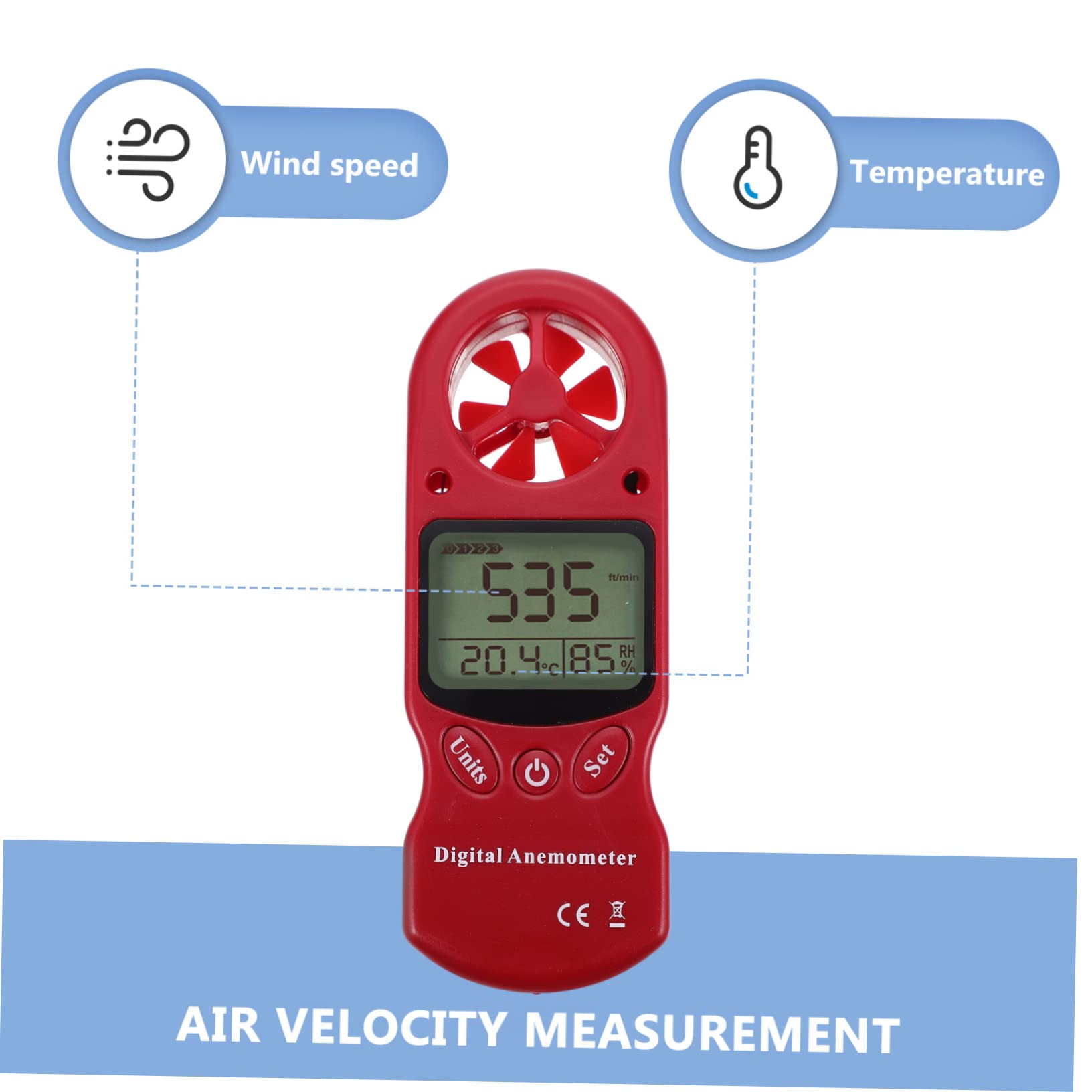 ULTECHNOVO Termoigrometro Digitale Mini Portabile in Plastico con Misurazione Umidità e Velocità Vento, Dotato di Girante a 6 Pale e Custodia, per Impianti di Ventilazione e Lavori Outdoor