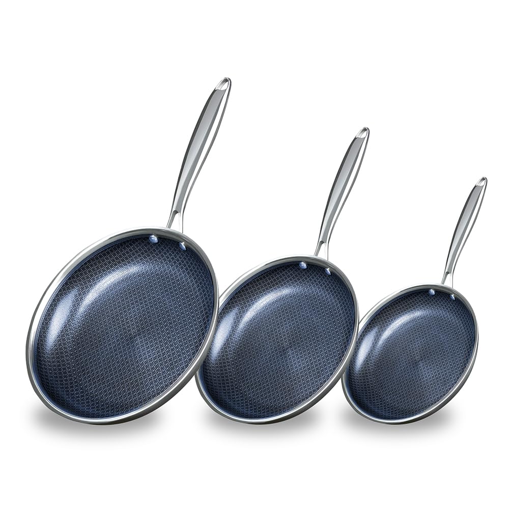 THE COOKS COMPANY Non-Stick Frying Pan Set - 8-Inch 9 5-Inch 11-Inch Skillets with Premium Nonstick Coating for