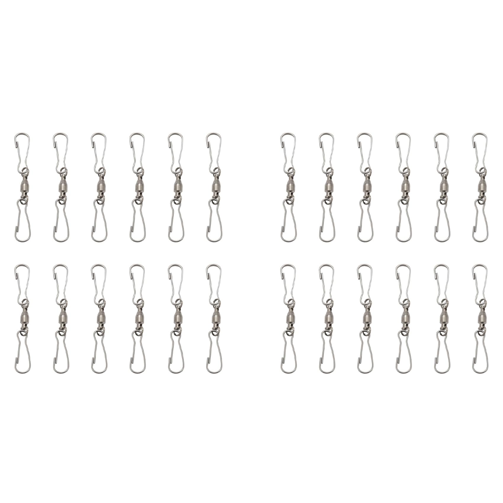 Jnchdghwa Silver 24 Pack Double Clip Swivel Hooks For Wind Spinners, Hanging Windsock, Bird Feeders