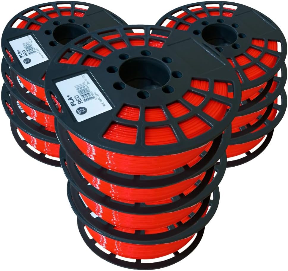 PLA Plus Filament Bundle X10 (Red) – 3D Printing PLA+ Filament 1.75mm, Dimensional Accuracy +/- 0.03 mm, 10 Filament spools of 1kg (2.2lbs Each), Fits Most FDM Printers – Made in USA