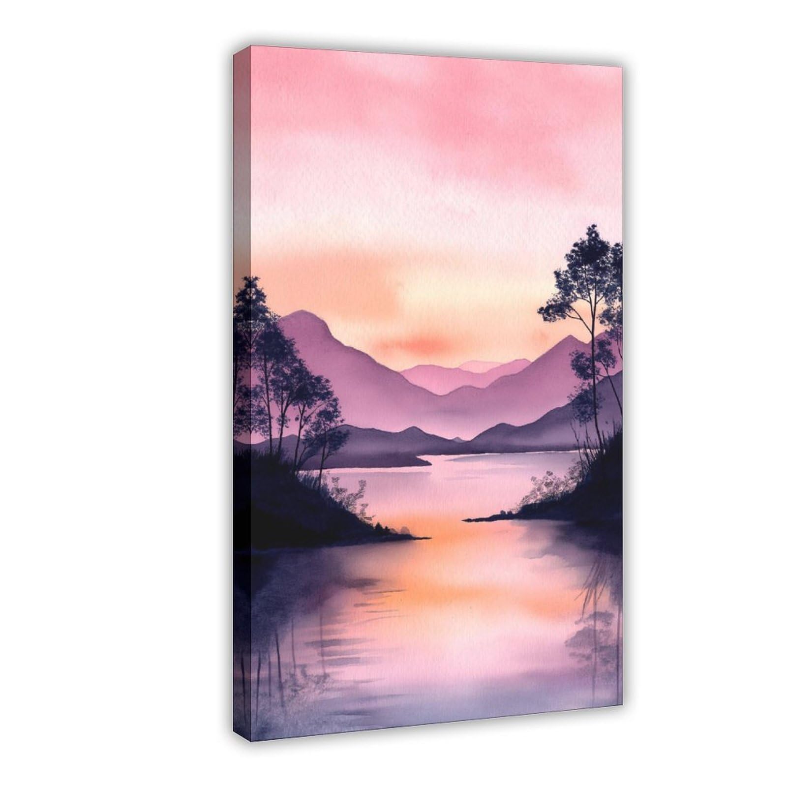 YWTJAX Sunset Lake Poster Canvas Poster for Living Room Decor Gift