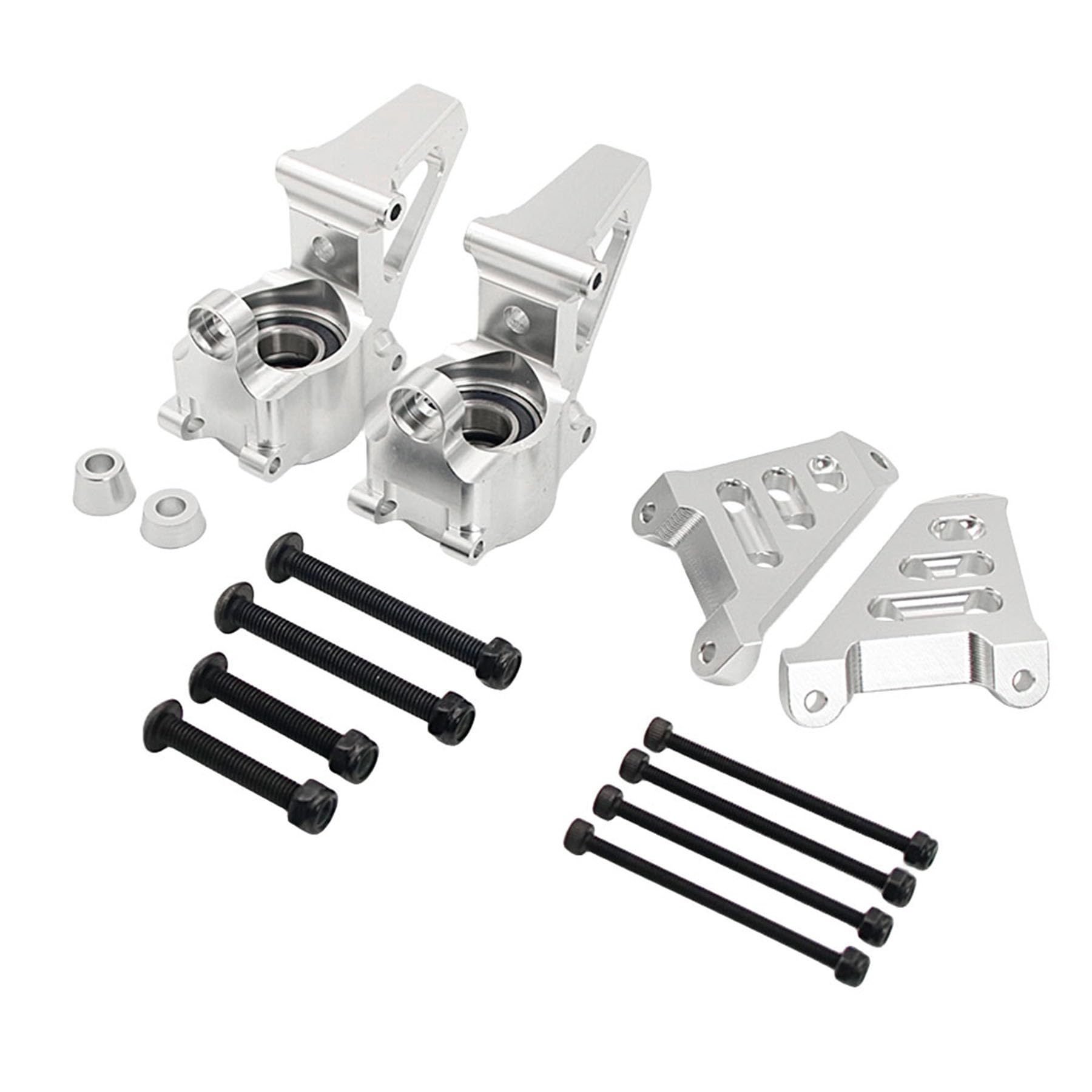 FLMLF Aluminum Front Wheel Hub Carrier Billet Set Silver for 1/5 HPI Baja RV KM 5B 5t 5sc