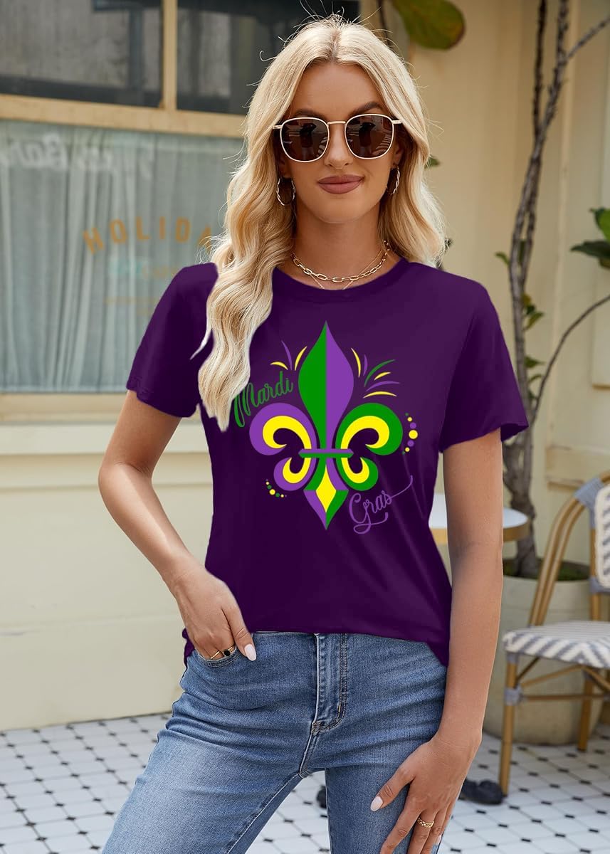 Womens Mardi Gras Shirt Fat Tuesday Shirts Carnival Theme Party Tee Tops - Image 5