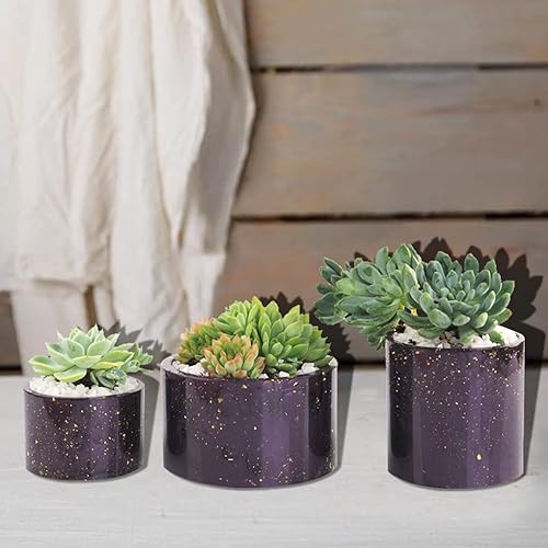Miniatura 3 de FineInno 3 moldes de resina para macetas, moldes de silicona para jarrón redondo grande, molde de maceta de hormigón para macetas suculentas, molde